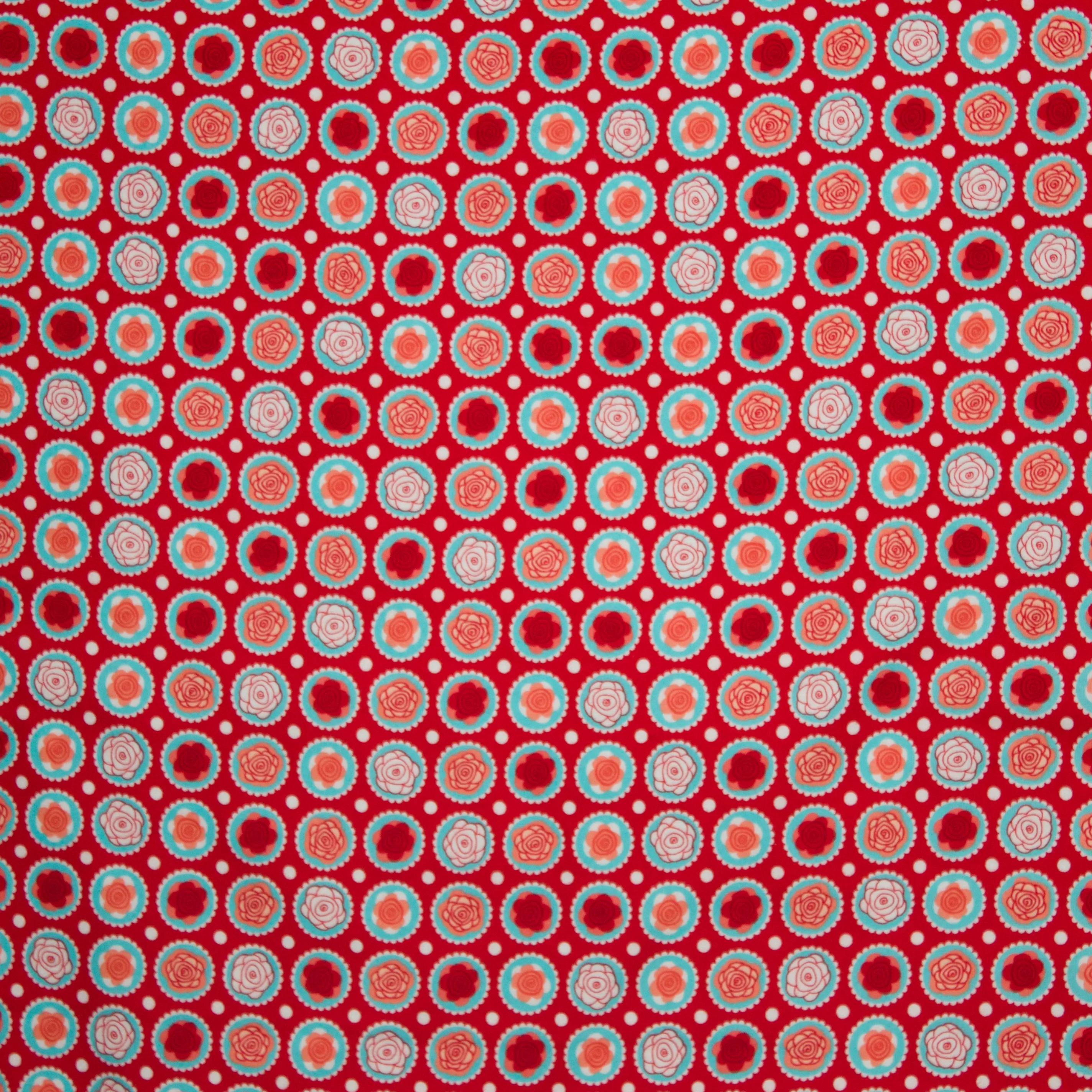 Flanel met bloemen en dots